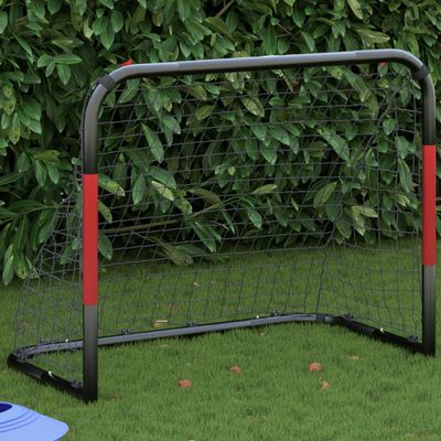 vidaXL Futbalová bránka so sieťou červeno-čierna 90x48x71 cm oceľ
