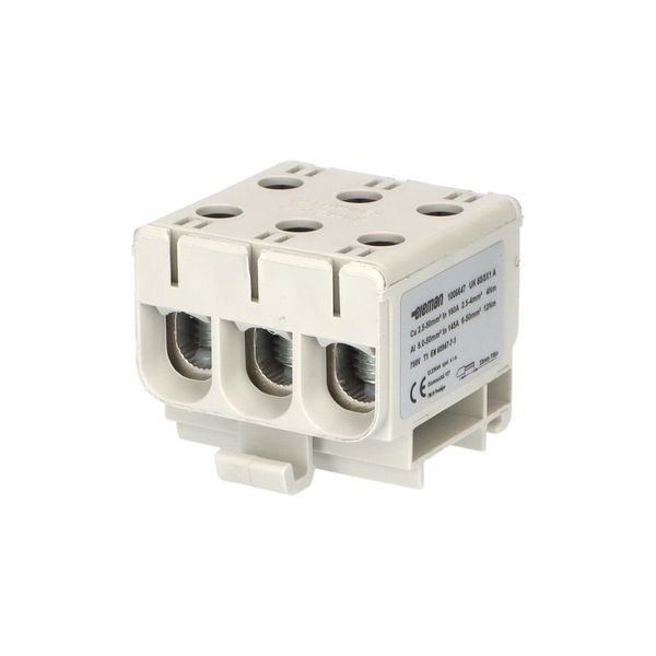 Svorka univerzální UK 50/3x1 A, 160A, 3pól., AL/CU, krytá, šedá, na DIN