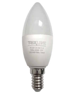 LED žiarovka Trixline 8W 736lm E14 C35 neutrálna biela