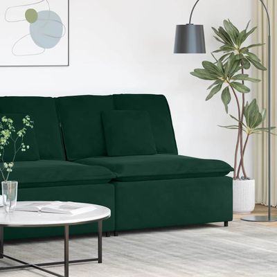vidaXL Modulová stredová pohovka s vankúšmi, tmavozelená 100 cm