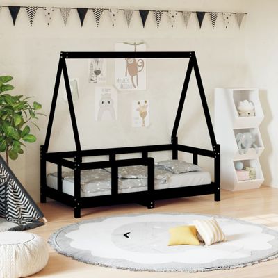 vidaXL Rám detskej postele čierny 70x140 cm masívna borovica