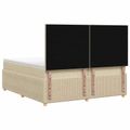 vidaXL LED boxspring posteľ s matracom Krémová 200 x 200 cm Látka