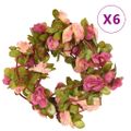 vidaXL Kvetinové girlandy 6 ks, ružovo červené 250 cm