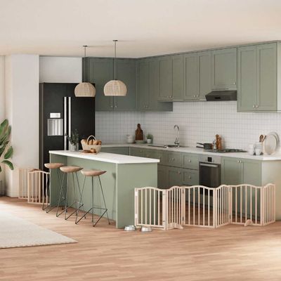 vidaXL Brána pre psa s dverami skladacia 9 panely 450cm topoľové drevo