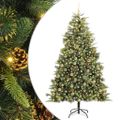 vidaXL Umelý vianočný stromček s pniškami Zelená 210 cm PVC a PE a kov