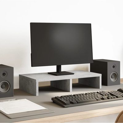 vidaXL Stojan na monitor betónovosivý 50x27x10 cm kompozitné drevo