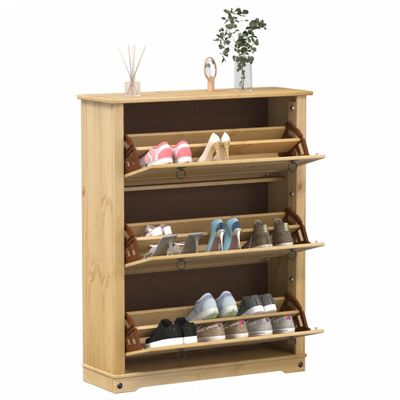 vidaXL Botník Corona 99x32x124,5 cm borovicový masív