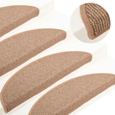 vidaXL Schodové rohože 15 ks 56x17x3 cm svetlohnedé polkruhové