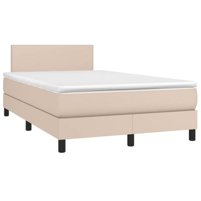 vidaXL Boxspring posteľ+matrac a LED, kapučínová 120x190cm, umelá koža