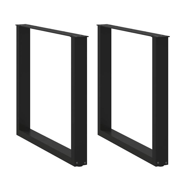 vidaXL Nohy k jedálenskému stolu v tvare U, 2 ks, čierne, 90 x (72-73) cm, oceľové