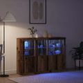 vidaXL LED komoda Staré drevo 142,5 x 37 x 100 cm Kompozitné drevo