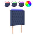 vidaXL Čelo postele s LED modré 83x16x118/128 cm látka