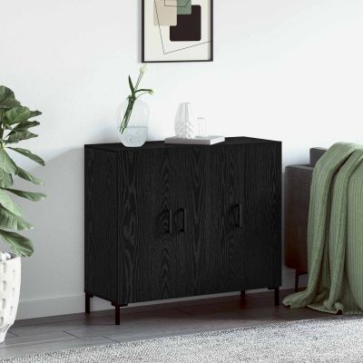 vidaXL Servírovacia skriňa Čierny dub 90 x 34 x 80 cm Kompozitné drevo