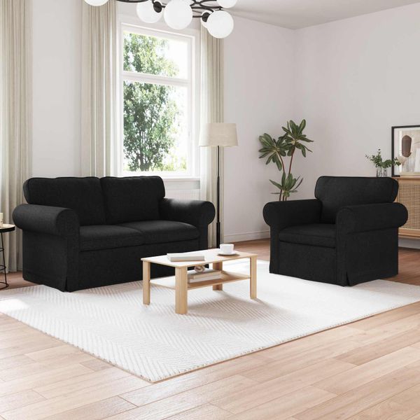 vidaXL Sada pohoviek 2 pcs Čierna 155 x 82 x 80 cm látka