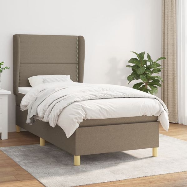 vidaXL Posteľný rám boxsping s matracom sivohnedý 90x200 cm látka
