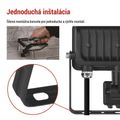LED reflektor GLARO s pohybovým čidlom, 10 W, čierny, IP54, 1000 lm, neutrálna biela