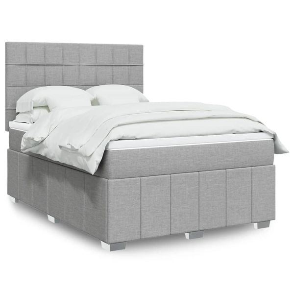 vidaXL Boxspring posteľ s matracom bledosivá 140x200 cm látka
