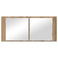 vidaXL Zrkadlový kabinet s LED Remeselný dub 100 x 12 x 45 cm