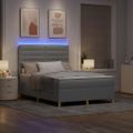 vidaXL LED box s pružinami Svetlosivá 140 x 200 cm látka