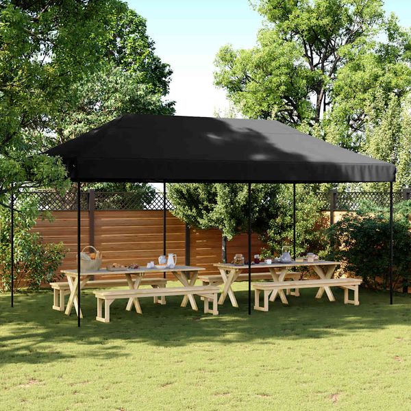 vidaXL Skladací pop-up párty stan čierny 580x292x315 cm