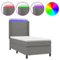 vidaXL Posteľ boxsping s matracom a LED tmavosivá 90x200 cm látka