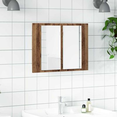 vidaXL LED zrkadlová skrinka staré drevo 60x12x45 cm kompozitné drevo