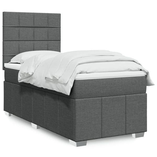vidaXL Posteľný rám boxsping s matracom tmavosivý 80x200 cm látka