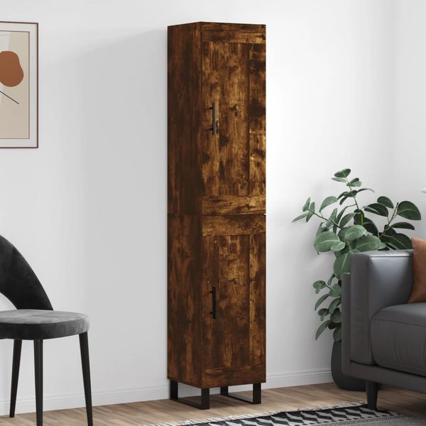 vidaXL Vysoká skrinka dymový dub 34,5x34x180 cm spracované drevo