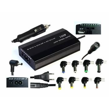EUROCASE univerzální napájecí adaptér 100W (12-24V) 9 koncovek/ i do auta Napájecí adaptér, od 12V, 9 koncovek (vcetne koncovky do auta)
