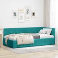 vidaXL Rohový rám postele Tyrkysová 100 cm x 200 cm Zamat