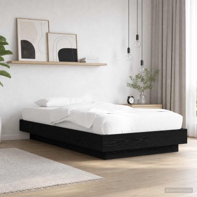 vidaXL Posteľový rám s LED Čierny dub 80 x 200 cm Kompozitné drevo