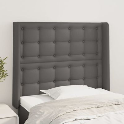 vidaXL Čelo postele so záhybmi sivé 83x16x118/128 cm umelá koža