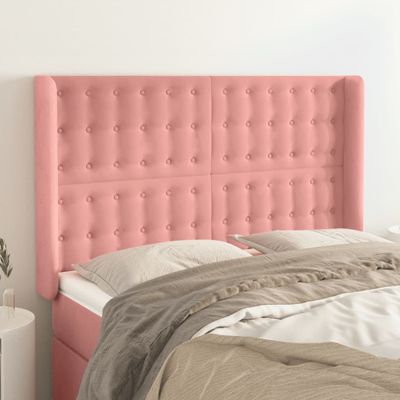 vidaXL Čelo postele so záhybmi ružový 147x16x118/128 cm zamat