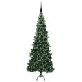 vidaXL Rohový umelý vianočný strom s 300 LED-i Zelená 180 cm PVC a kov