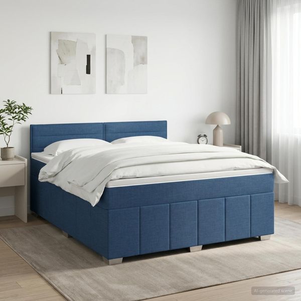 vidaXL Posteľ boxspring s matracom Modrá 160 x 200 cm Látka