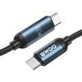 BWOO USB-C - USB-C kábel 1m 60W s LED displejom, opletený, čierny