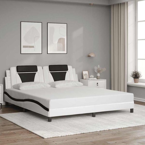 vidaXL Rám postele Viana bez matraca bielo-čierny 180x200 cm umelá koža