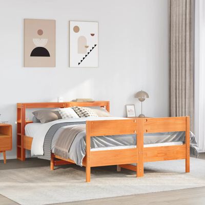 vidaXL Posteľ bez matraca voskovo hnedý 135x190 cm masívna borovica