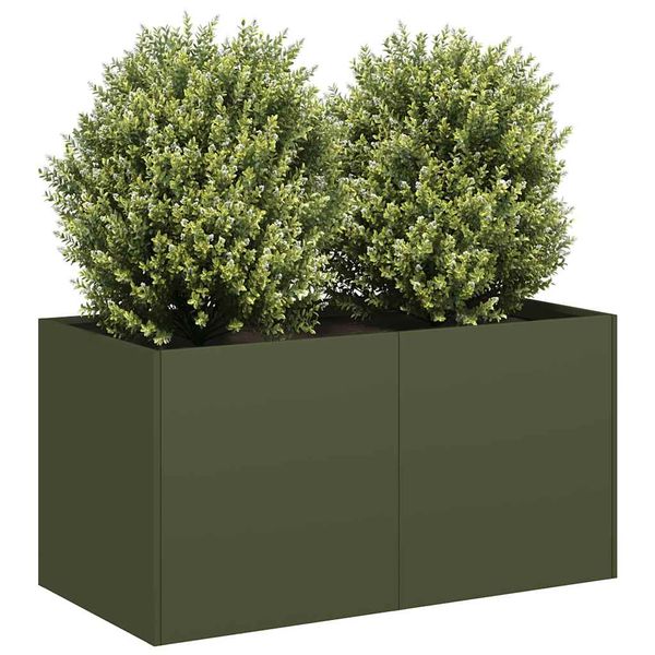 VidaXL kvetináč Olive Green 80x40x40 cm Oceľ valcovaná za studena