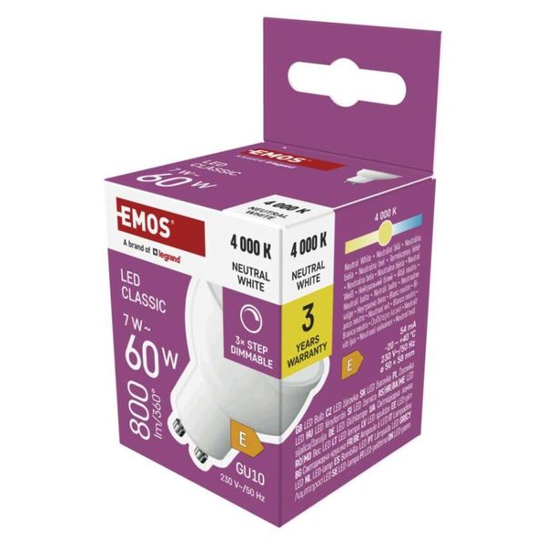 LED žiarovka Classic MR16 / GU10 / 7 W (60 W) / 800 lm / neut.biela / krokovo stmievateľné