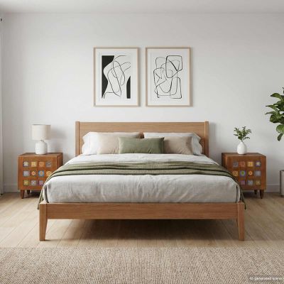 vidaXL Nočný stolík 2 pcs Hnedá 40 x 33 x 46 cm Masívne mango drevo