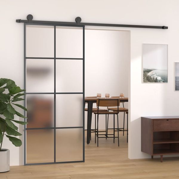 vidaXL Posuvné dvere hliník a sklo ESG 90x205 cm, čierne