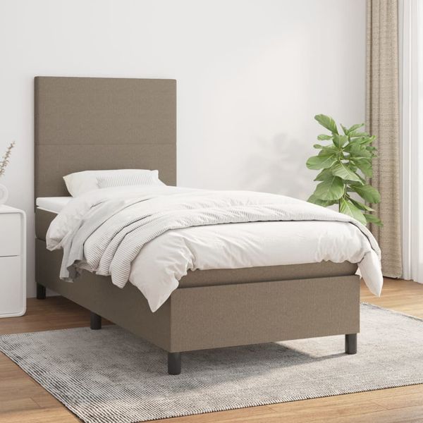 vidaXL Boxspring posteľ s matracom sivohnedý 100x200 cm látka