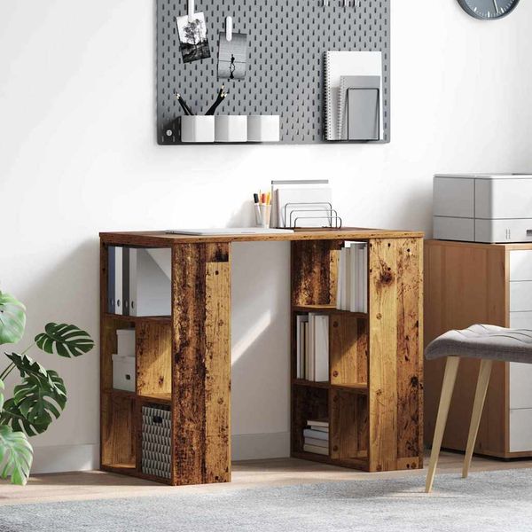 vidaXL Stôl s poličkou Staré drevo 90 x 50 x 75 cm Kompozitné drevo