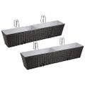 Čierny balkónový ratanový set kvetináčov 2ks 80 cm