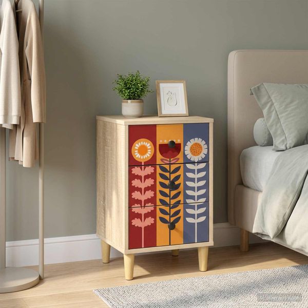vidaXL Nočný stolík ESSEN Dub sonoma 36 x 33 x 60 cm Kompozitné drevo