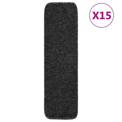vidaXL Protišmykové nášľapy na schody 15ks, 75x20cm,antracit, obdĺžnik