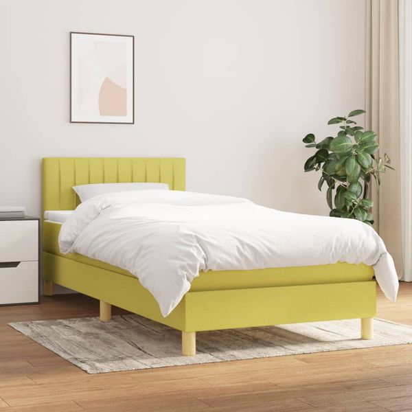vidaXL Boxspring posteľ s matracom zelená 100x200 cm látka