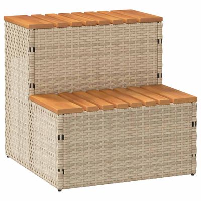 VidaXL vírivka Step Béžová 50x50x50,5 cm polyratan a masívna akácia