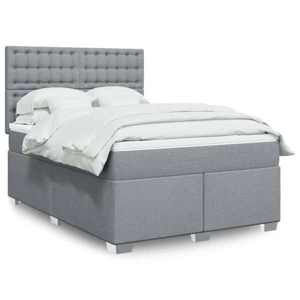 vidaXL Boxspring posteľ s matracom svetlosivá 100x200 cm látka